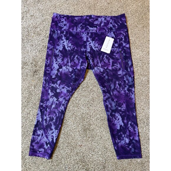NEW Athleta Rainier Printed Tight Leggings High-Rise Drawstring Plush SuperSonic - Picture 4 of 14